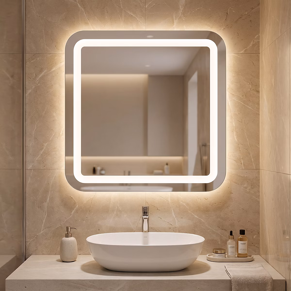 Miroir de salle de bains lumineux LED 60 × 60 cm – Cooke & Lewis Charlestown