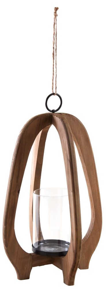 Lanterne en bois et en verre Ovalia