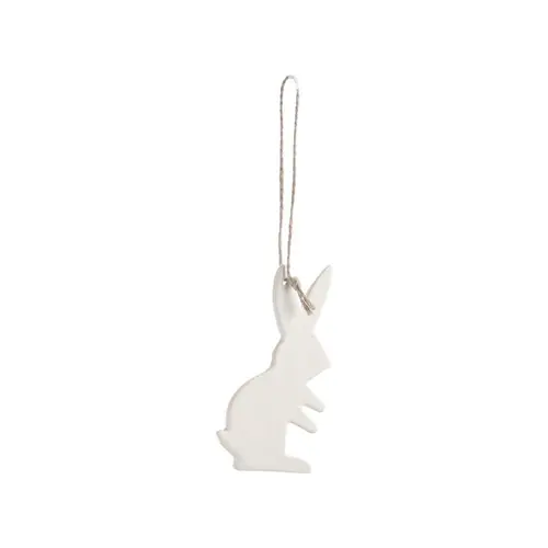 Une idée maline pour le jardin：Décoration à suspendre lapin en aluminium blanc - 9 x 10 cm