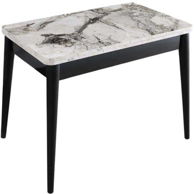 Table de repas extensible Dolunay (Noir, Blanc marbré)