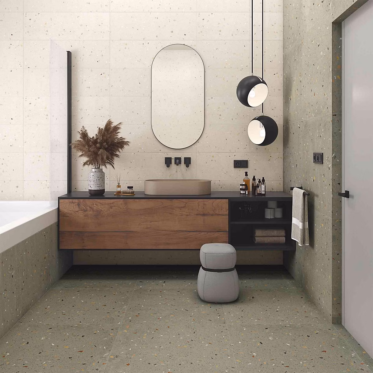 Carrelage Effet Terrazzo CROCCANTE 80x80 Menta – Les Carreaux de Jean