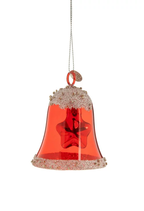 Confort pour le jardin：Cloche en verre transparent Rouge paillettes et étoile - 6,20 x 6,20 x 7,50 cm
