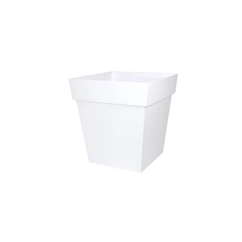 Pratique au jardin:Pot Toscane carré coloris blanc 49,5 x 49,5 x 52,5 cm de 87 L
