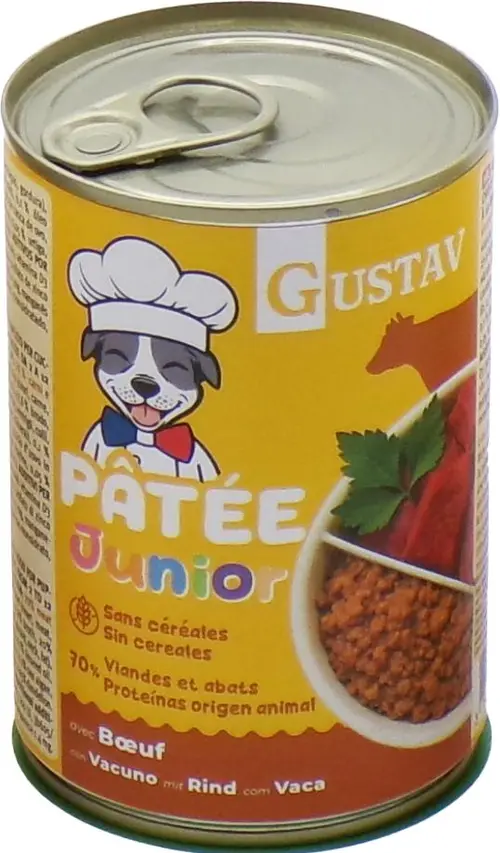 Équipement pour le jardin：Pâtée pour chien junior au bœuf complet sans céréales complète Bubimex Gustav - 400 g