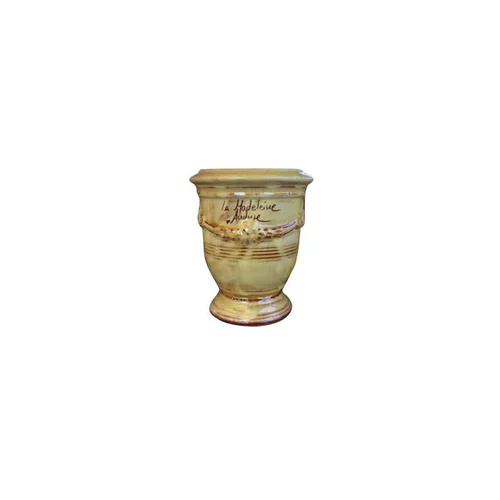 Pour embellir le jardin：Vase Anduze jaune en terre cuite émaillée H 14 x Ø 12 cm
