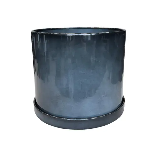 Idéal pour vos extérieurs：Soucoupe pour pot cylindrique coloris gris en métal recyclé - 23 x 23 x 3 cm