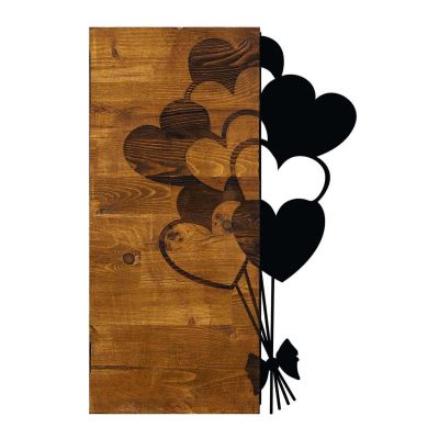 Decoration murale en métal et bois Amour (Ballons cœur)