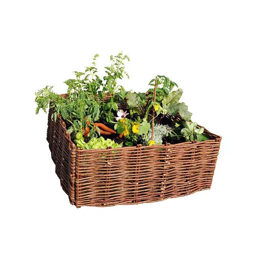 À découvrir au jardin：Carré potager en osier brun 100x100 cm