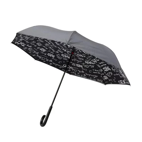 Simple dehors:Parapluie paris gris en acier et polyester