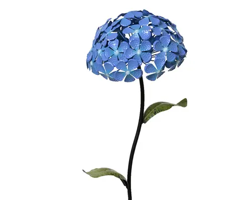 Plaisir dehors:Pique de jardin fer hortensia coloris bleu en fer - 24 x 24 cm