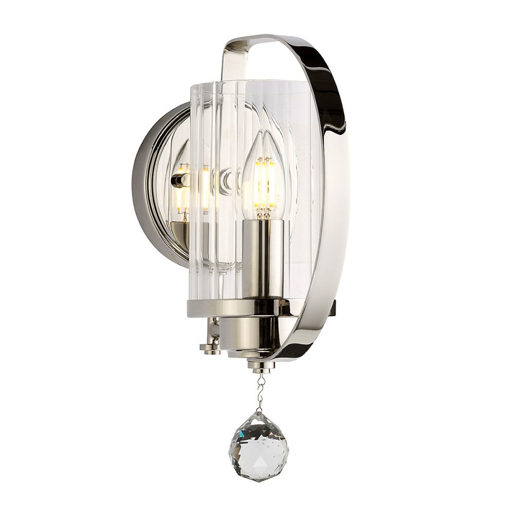Elstead Cassie – Applique murale à 1 lumière, nickel poli