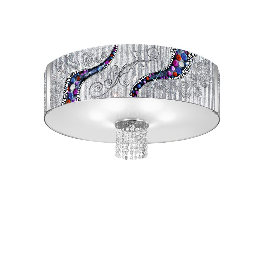 Kolarz EMOZIONE Plafonnier suspendu cylindrique en verre 6 lumières chrome