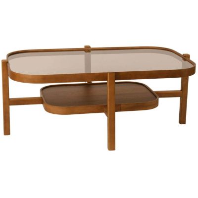 Table basse en bois et verre trempé Godiva (Noyer)