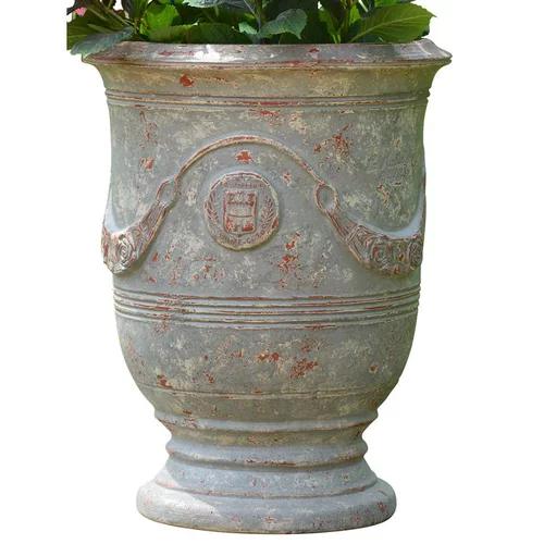 Un atout pour le jardin：Vase Anduze patine grise en terre cuite émaillée H 80 x Ø 66 cm