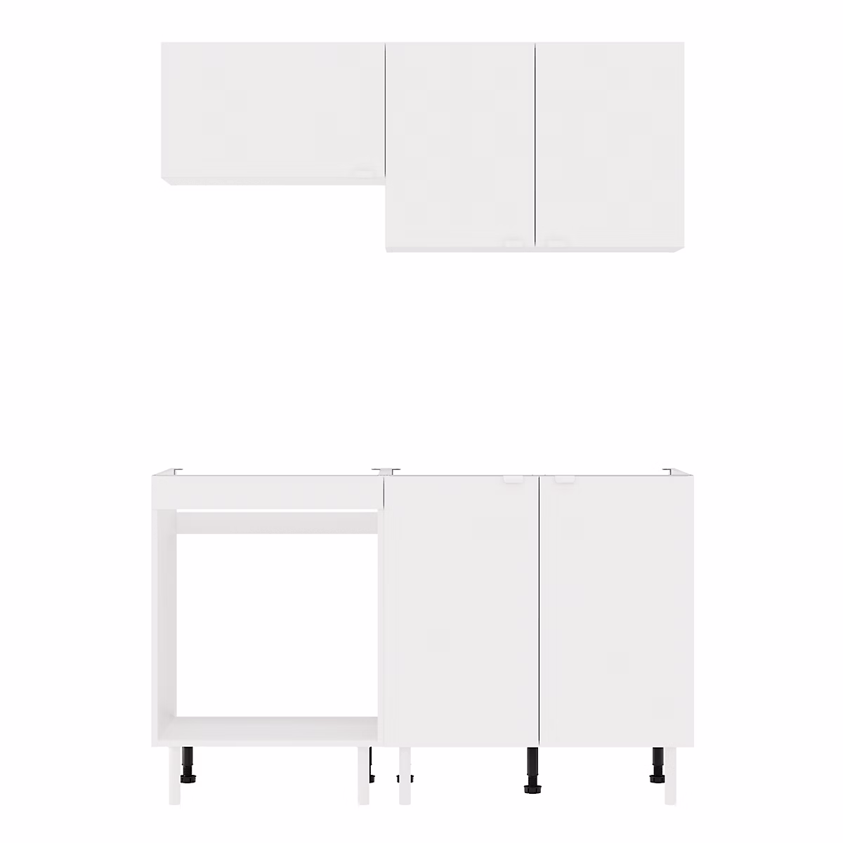 Cuisine complète Izee blanc 2 meubles hauts + 2 bas 5 portes sans électroménager 140 cm – Réf. HMIJUZYEH0643334156
