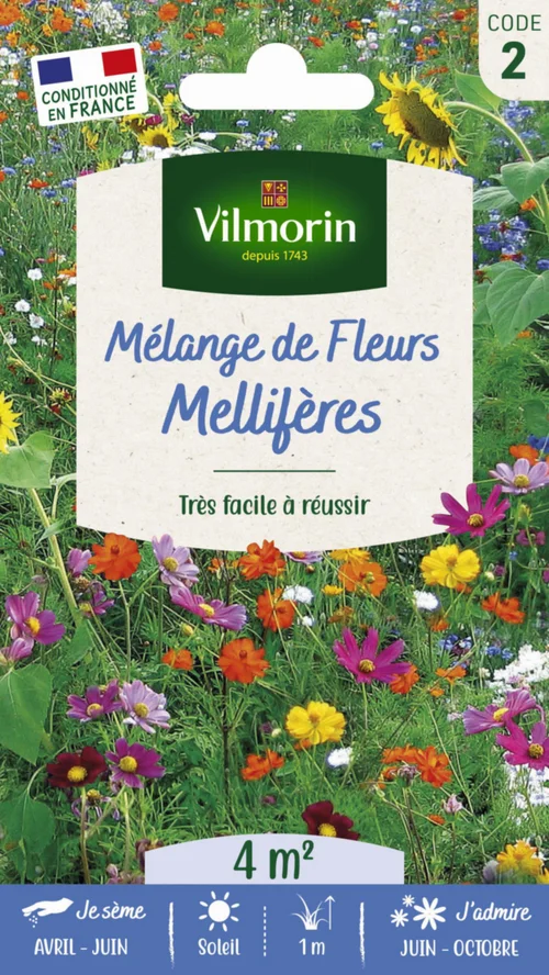 Le petit plus pour l’extérieur：Mélange de fleurs mellifères Vilmorin - graines à semer pour 4 m² de surface