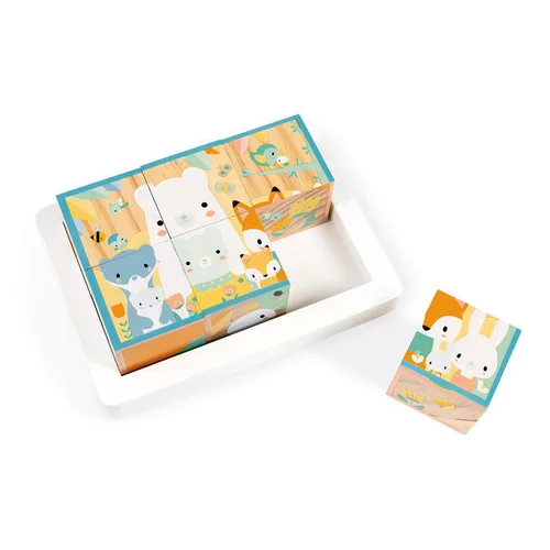 À adopter pour l’extérieur：Barquette de 6 cubes pure en bois thème animaux – Dès 12 mois