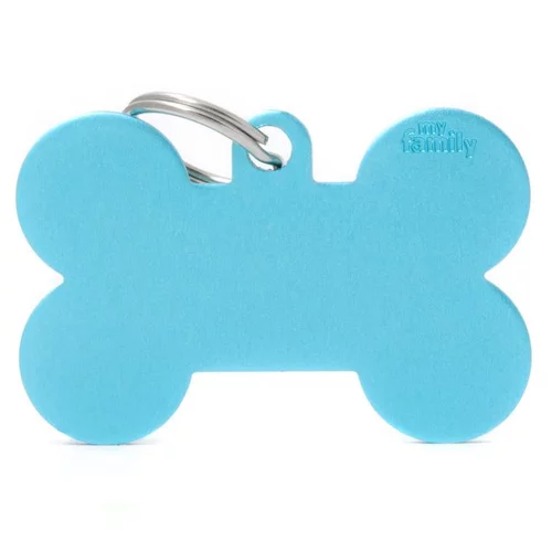 Univers jardin：Médaille basic os XL pour chien en aluminium bleu azur