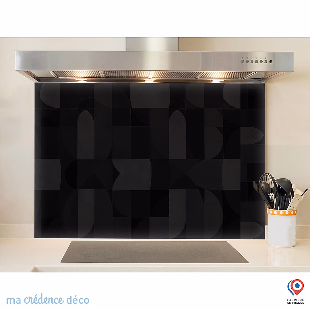 Crédence cuisine fond de hotte Géométriques et peinture 2 – Alu composite, L 90 cm x H 70 cm, MaCrédenceDéco