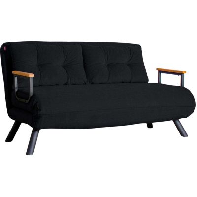 Canapé 2 places convertible en tissu Sando (Noir)