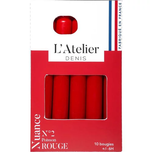 La solution pour votre jardin:Bougie de ménage 17 cm rouge L’Atelier de Denis - Le pack de 4