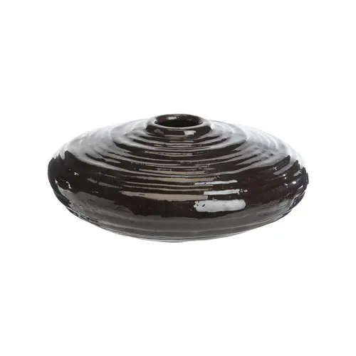 Jardin loisirs:Soliflore bas à décor spirale en aluminium chocolat - Ø 22 x H 9 cm