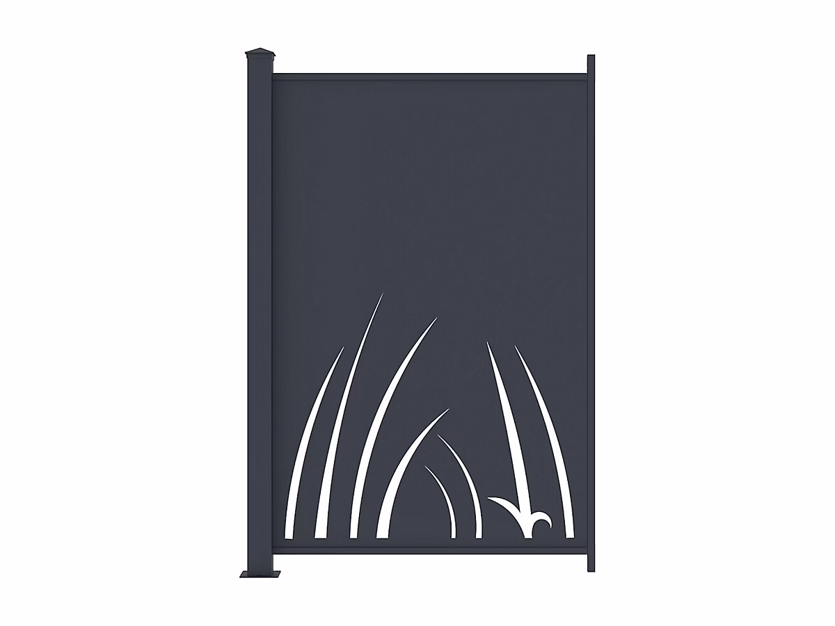 Clôture à poser en aluminium à motif végétal en découpe laser – Kit extension | H164 x L110 cm | Anthracite | BRAMENO