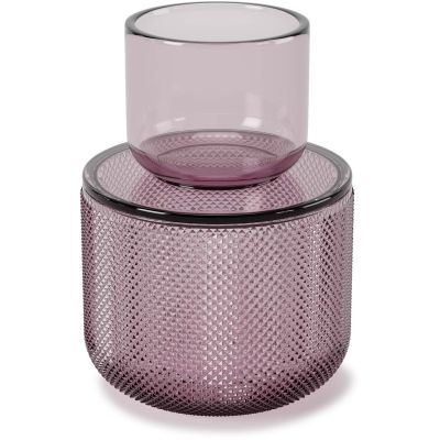 Pot en verre avec couvercle bougeoir intégré Allira (Violet)