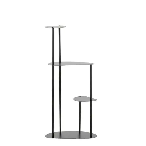 Essentiel nature：Étagère porte-plantes 3 niveaux en métal noir Fonda - 47,5 x 27 x 100 cm