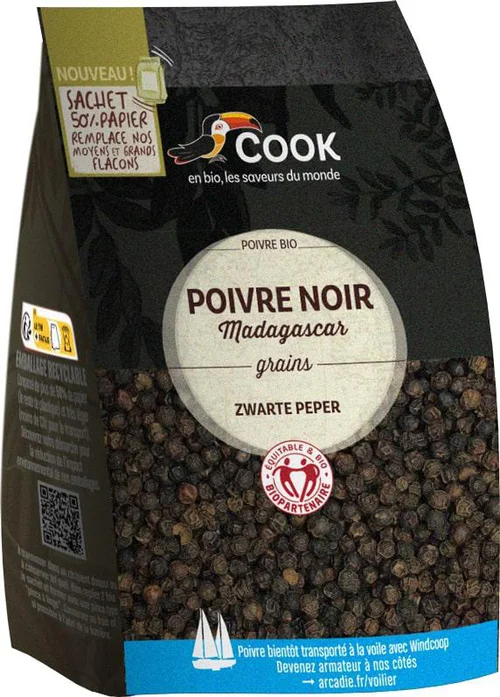 Jardin durable:Poivre noir grains bio Cook - 150 g
