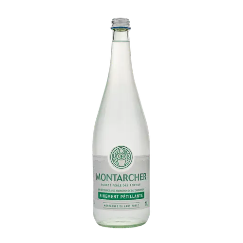 Inspiration jardin：Eau de source pétillante en bouteille de verre Montarcher - 1 L