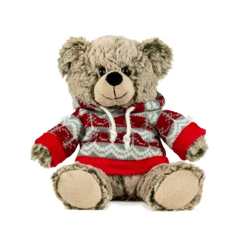 Déco extérieur：Ours beige avec pull rouge à capuche Kalidou - 25 cm