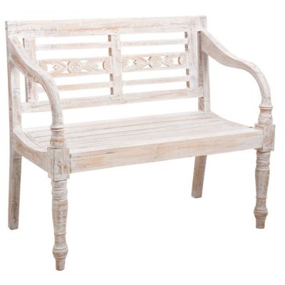 Banc 2 places en acajou (Blanc patiné)