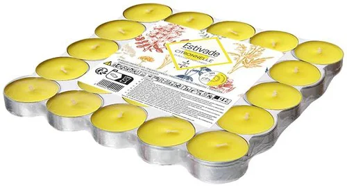 Jardin tout terrain:Lot de 25 chauffe-plats citronnelle coloris jaune en cire Estivade