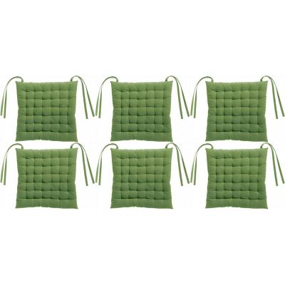 Galette de chaise en coton recyclé 36 points Zea vert (Lot de 6)