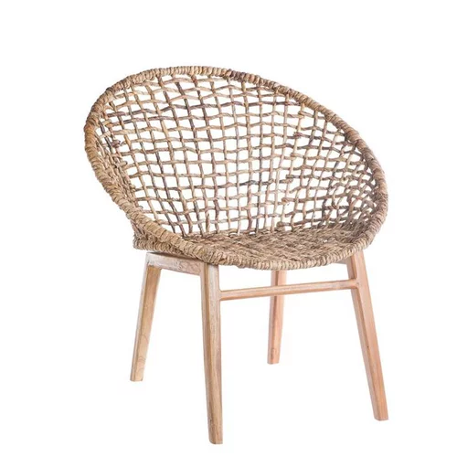 Facile à intégrer au jardin:Fauteuil coloris marron assise en teck et abaca - 78 x 78 x 80 cm