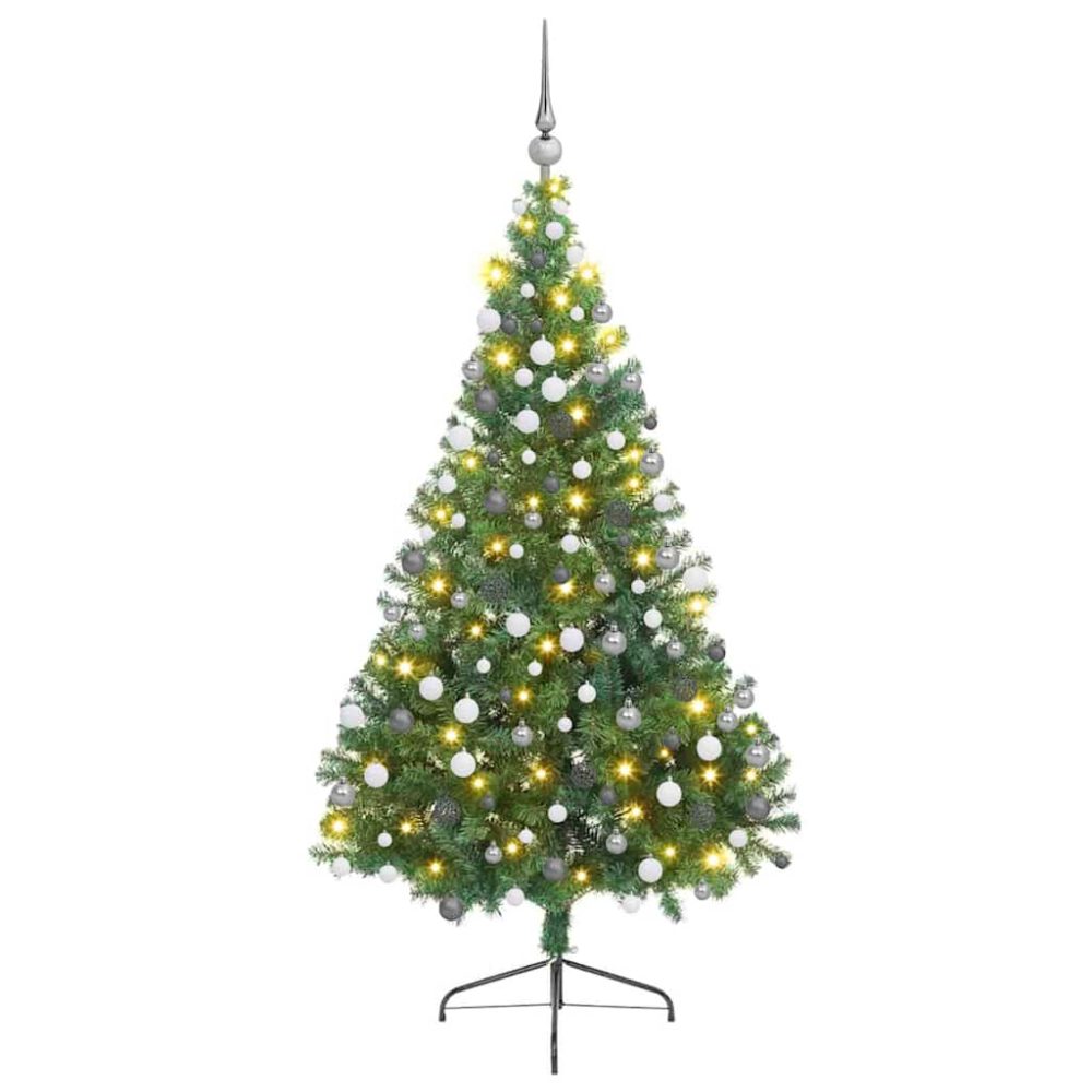 vidaXL Sapin de Noël artificiel pré-éclairé Vert 210 cm PVC