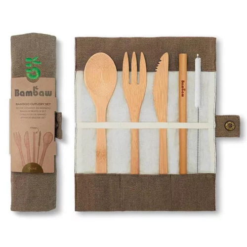 Jardin en pratique:Set de couverts coloris bois en Bambou Bambaw