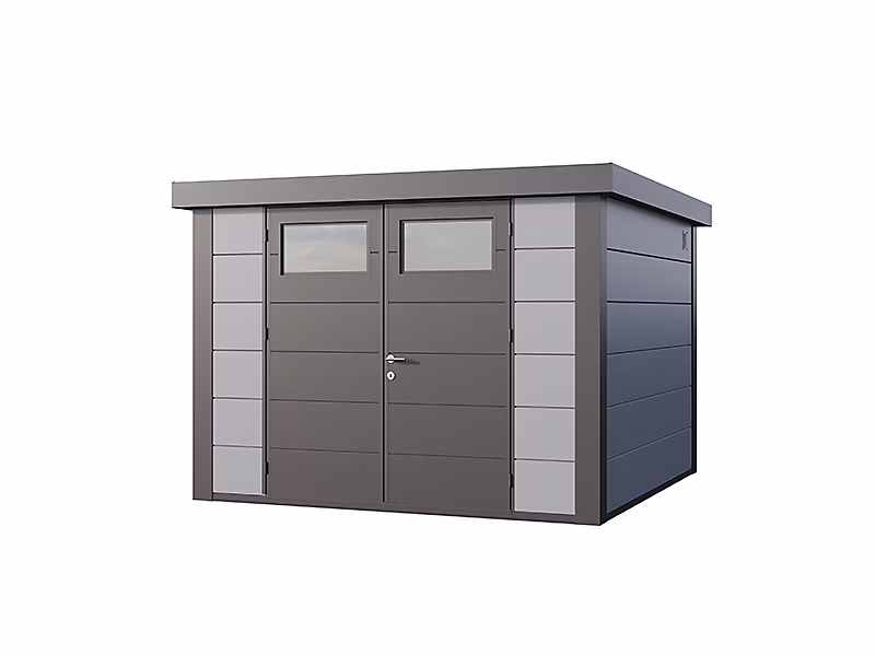 Abri de Jardin en Acier de 8 | 9 m² Gris clair et Anthracite – TELLURIA modèle Classico 3030