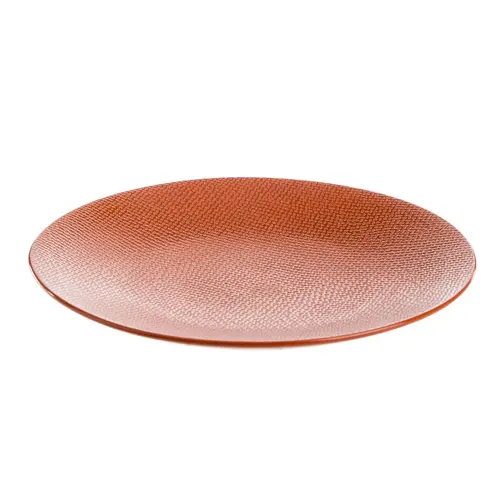 Jardin service：Assiette à dessert Vesuvio coloris orange en grès - Ø 21 cm