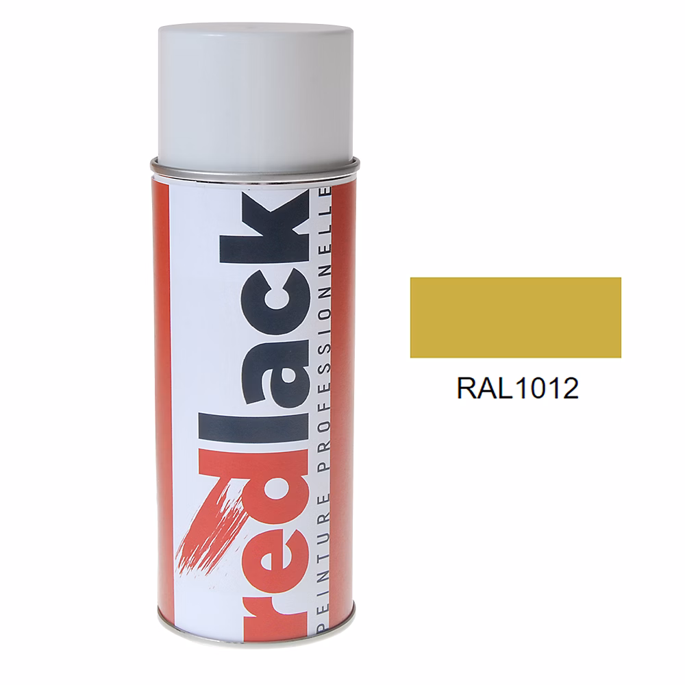 Bombe de peinture Aérosol – spray, 400ml, RAL 1012 Jaune citron, Mat, multisupport, Redlack, RAL1012