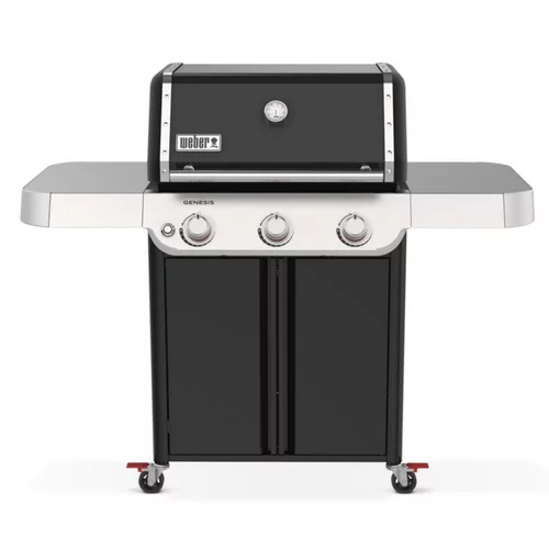 Côté extérieur:Barbecue gaz en acier émaillé noir Weber Genesis E-315 - 68,5 x 147 x 122 cm