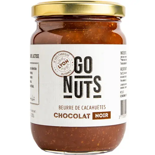 Utile pour l’extérieur：Beurre de cacahuètes chocolat noir bio Go nuts - 270 g