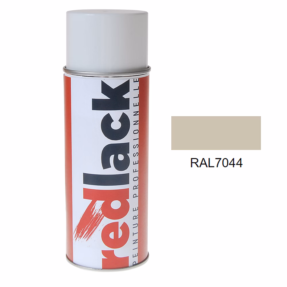 Bombe de peinture Aérosol – spray, 400ml, RAL 7044 Gris soie, Brillant, multisupport, Redlack, RAL7044