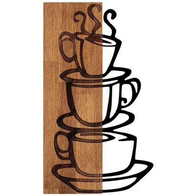 Décoration murale en bois et métal Walnut (Tasses)