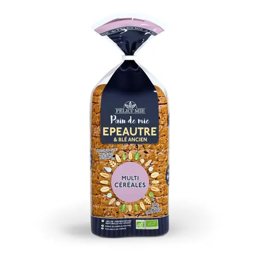 Pour plus de praticité à l’extérieur:Pain de mie à l’épeautre & blé ancien multi-céréales bio Félici’mie - 400 g