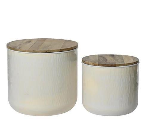 Jardin choix:Table appoint en fer beige crème T1 - Ø 48 x H 44 cm