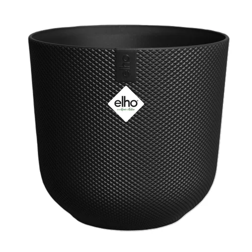 Bien dehors：Cache-pot en plastique living noir Elho Jazz - Ø 14 cm
