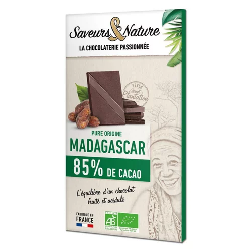 Qualité jardin:Chocolat noir 85% origine Madagascar bio Saveurs et Nature - 80 g