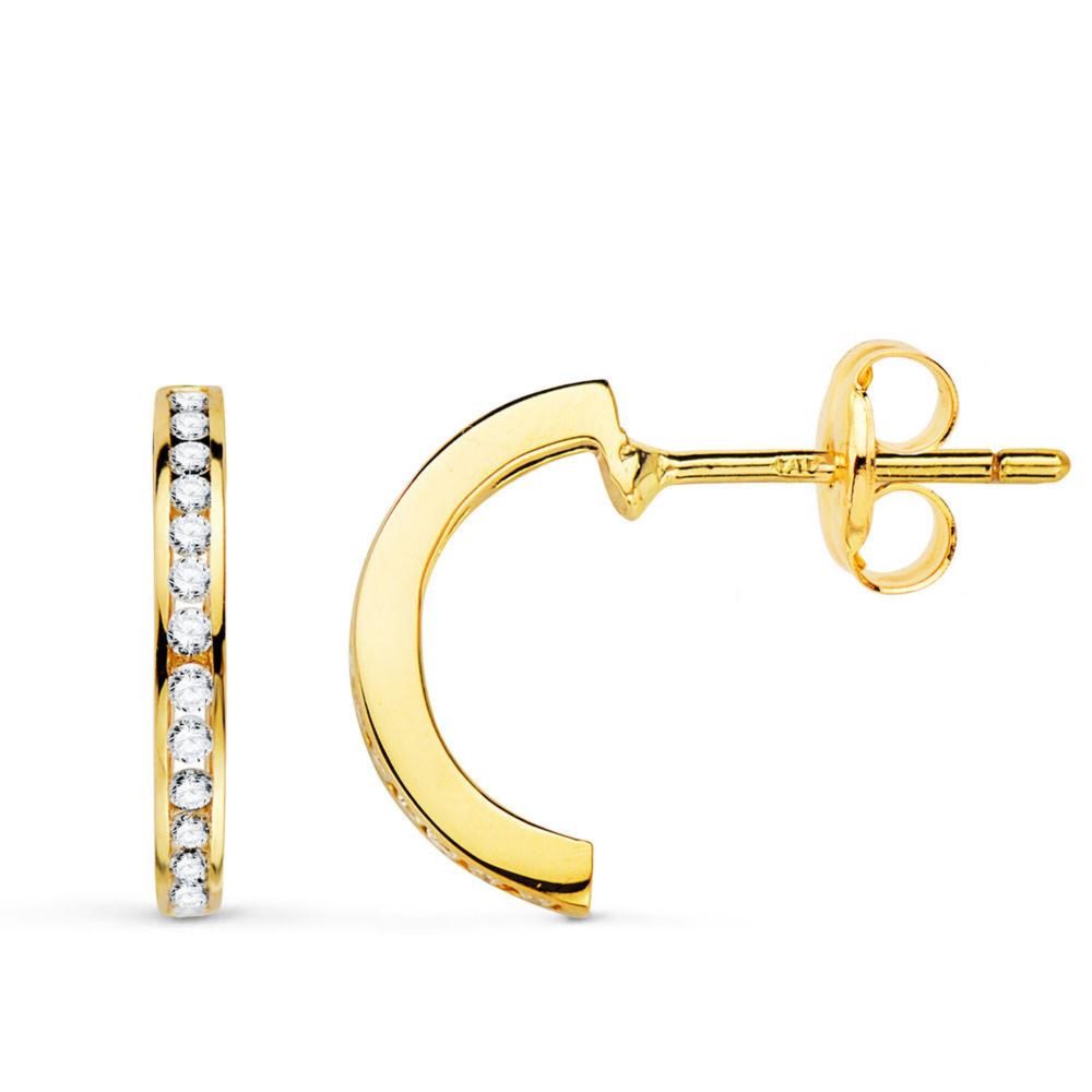 L'ATELIER D'AZUR Boucles d'Oreilles Demi Créoles Diamants de Synthèse 0.224 Carats - Or 18 Carats 750 Jaune